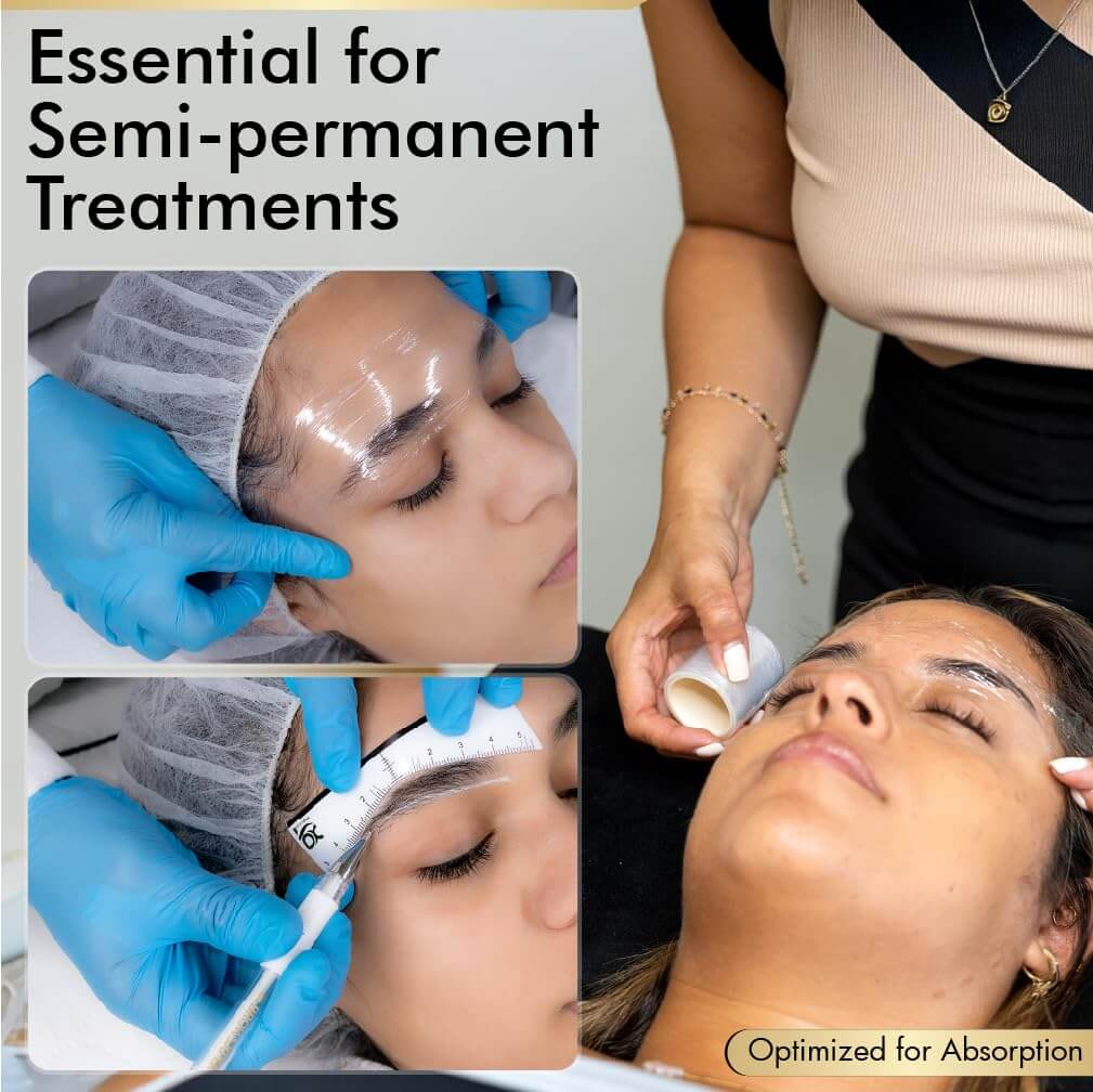 BROWSXPERT Preservative Plastic Film Wrap – 2 Rolls 42mm x 200m + 6 Eyebrow Ruler Stencils | Transparent Cling Film for Brow Lamination, Microblading, Tattoo, PMU, Lip Blush & Eyebrow Tinting | Tools.