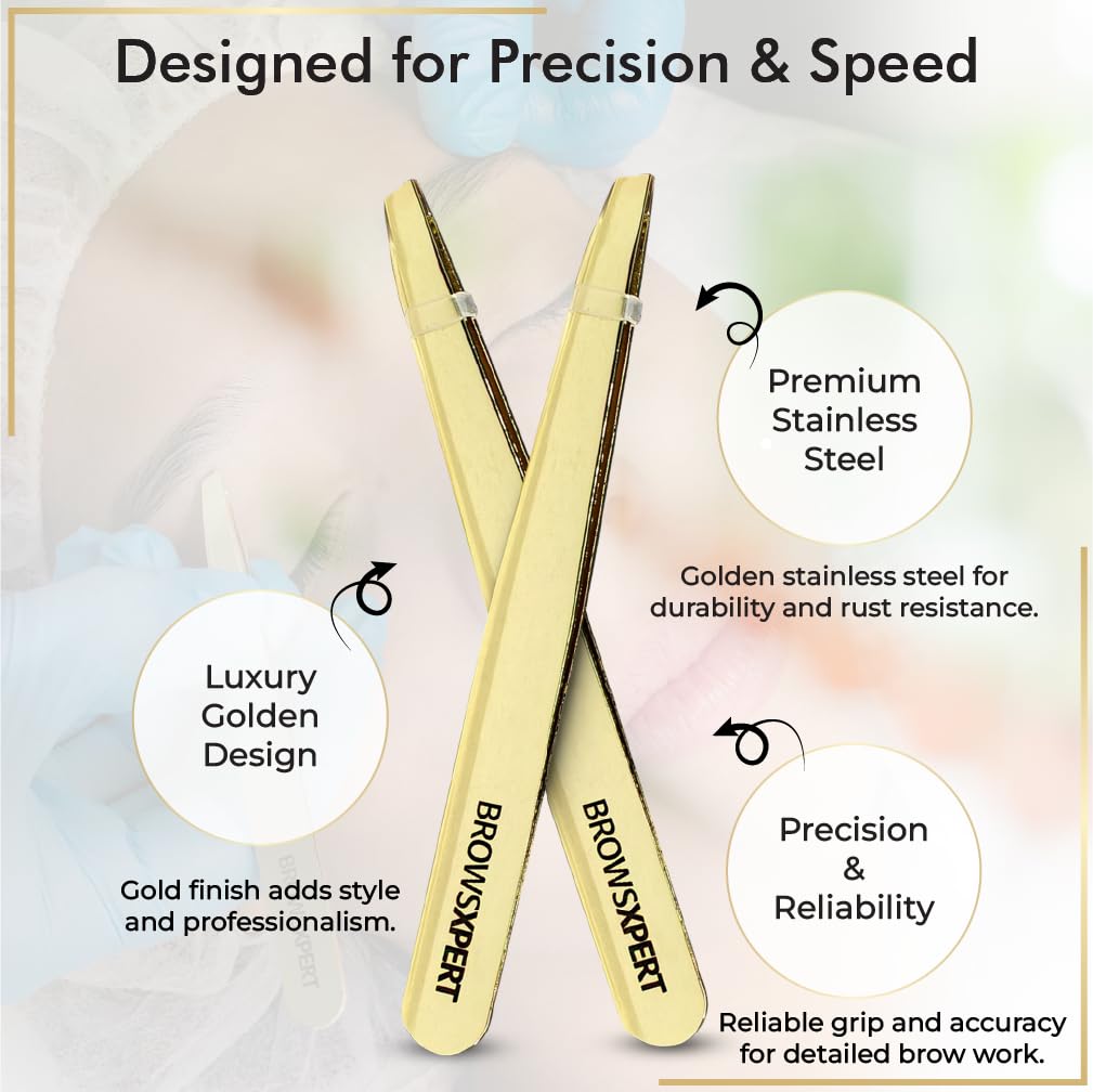 BROWSXPERT Master Brow Mapping Kit – 1 Caliper, 2 Pre-Inked Threads (Black & White), 2 Pencils (Black & White), 1 Marker, 2 Sharpeners, 10 Stencils, 10 Sticky Rulers & 1 Tweezers for Professionals