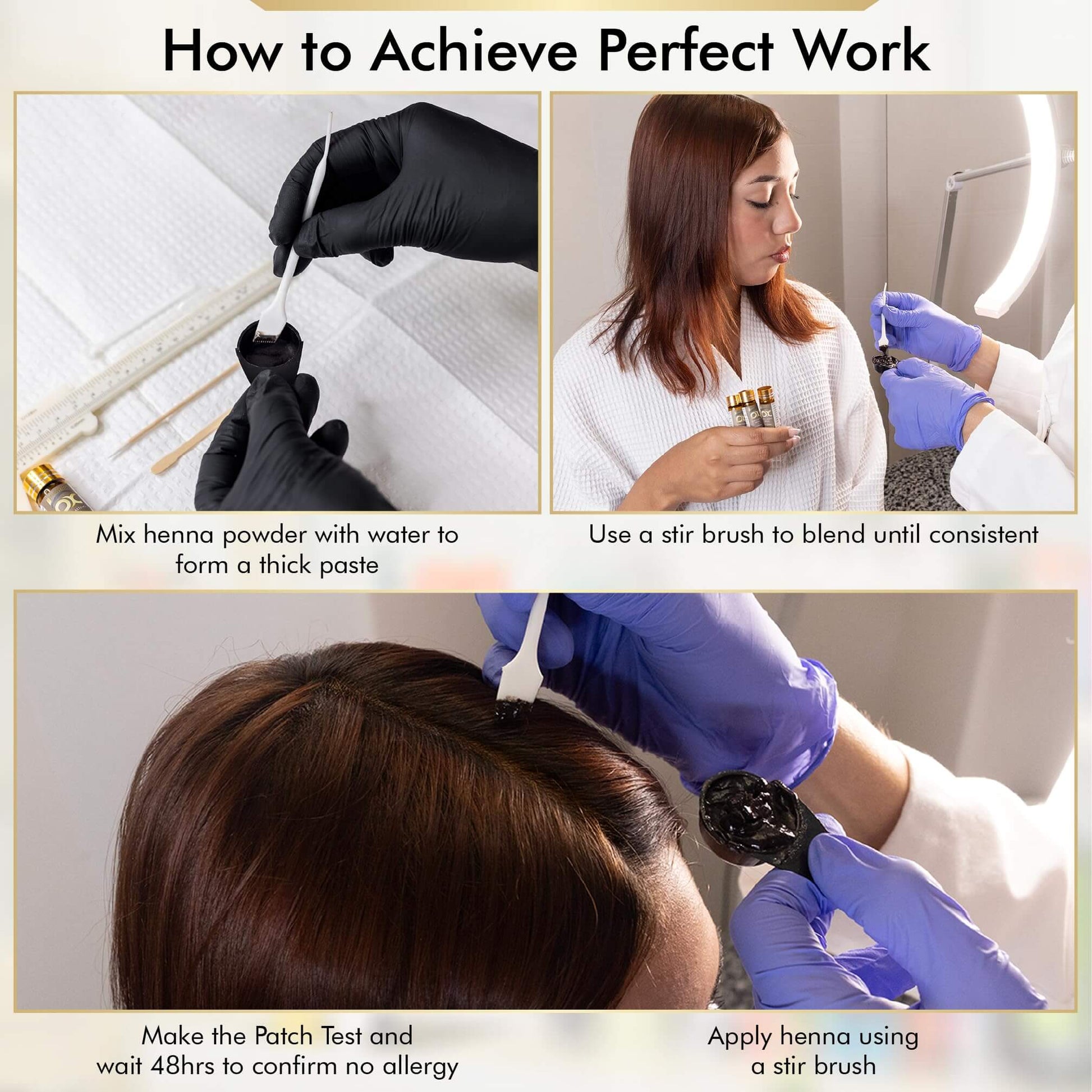 BROWSXPERT Professional Shading Touch-Up Kit — Henna Color Powder with Mixing Dish, Stir & Brush | 3.5g | Natural Look (Deep Dark Brown, Medium Brown, Light Brown)