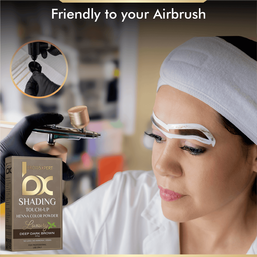 BROWSXPERT Professional Shading Touch-Up Kit — Henna Color Powder with Mixing Dish, Stir & Brush | 3.5g | Natural Look (Deep Dark Brown, Medium Brown, Light Brown)