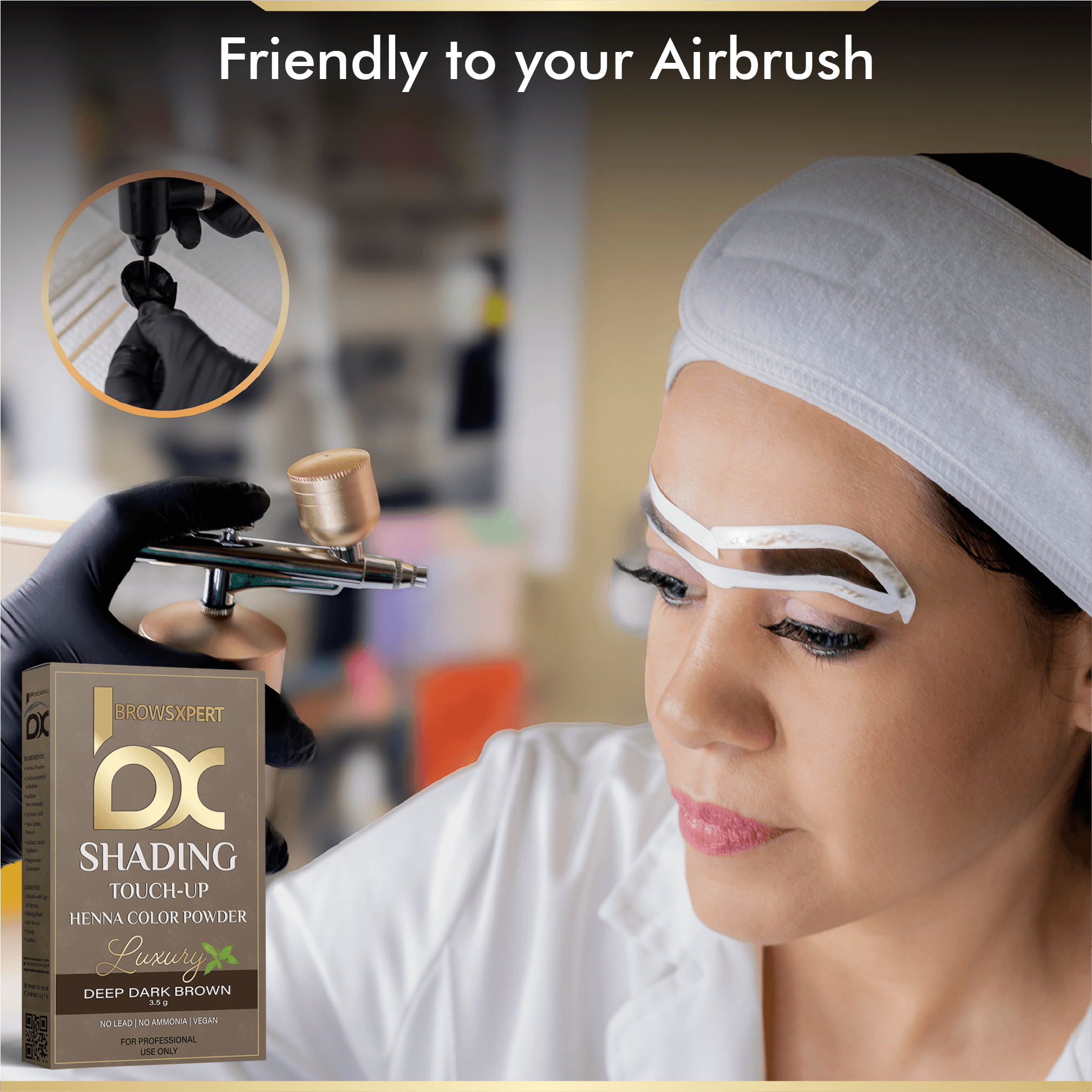 BROWSXPERT Professional Shading Touch-Up Kit — Henna Color Powder with Mixing Dish, Stir & Brush | 3.5g | Natural Look (Deep Dark Brown, Medium Brown, Light Brown)