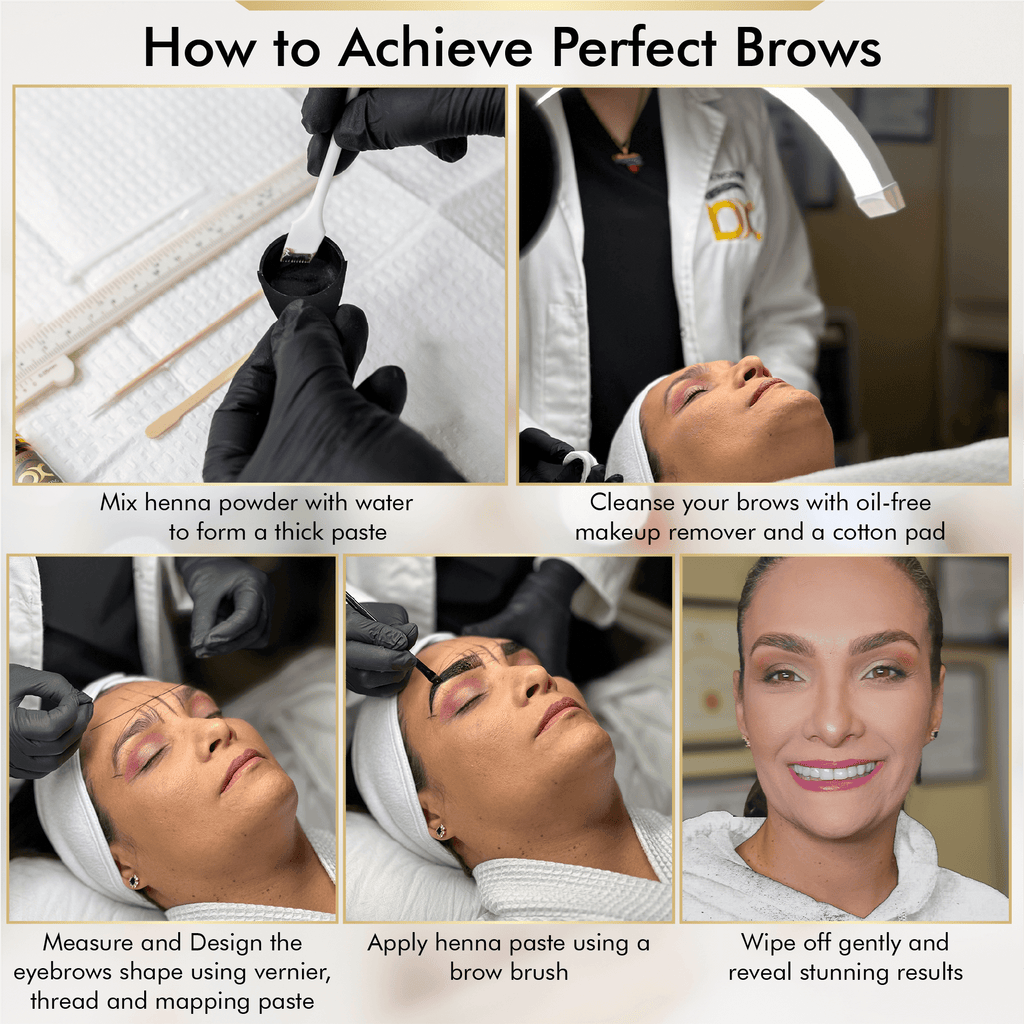 BROWSXPERT Professional Shading Touch-Up Kit — Henna Color Powder with Mixing Dish, Stir & Brush | 3.5g | Natural Look (Deep Dark Brown, Medium Brown, Light Brown)