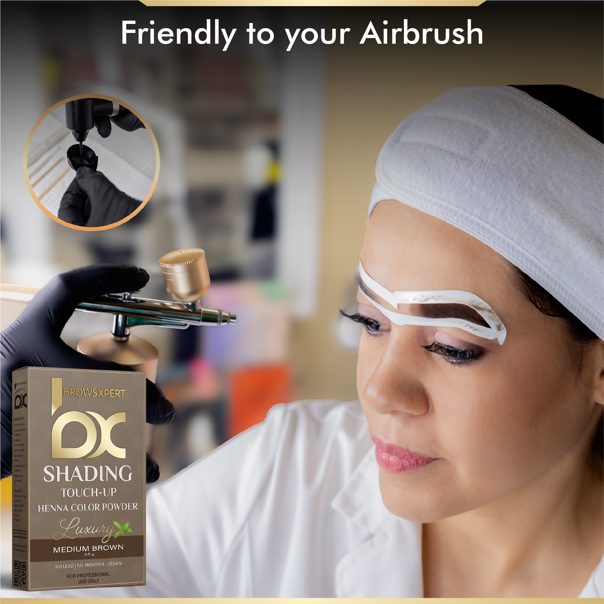 BROWSXPERT STARTER KIT (Cleanser Foam, Electric Mixer, Master Brow Mapping Kit, Plastic Film Wrap & Shading Henna Powder Touch-Up Kit)